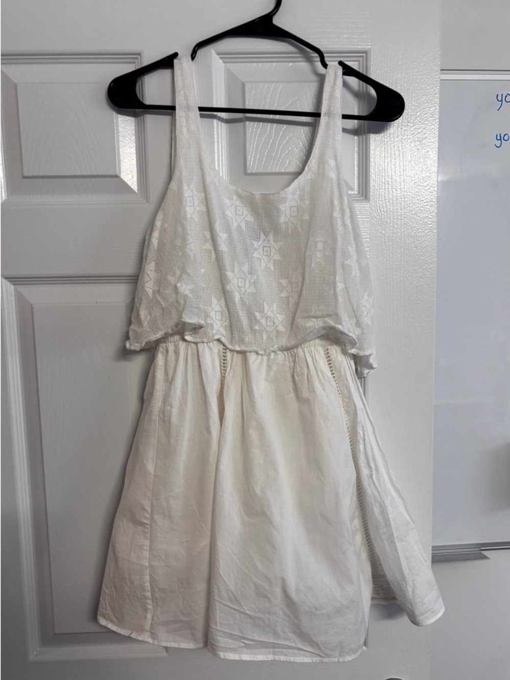 Angie White Sleeveless Layered Cotton Sundress